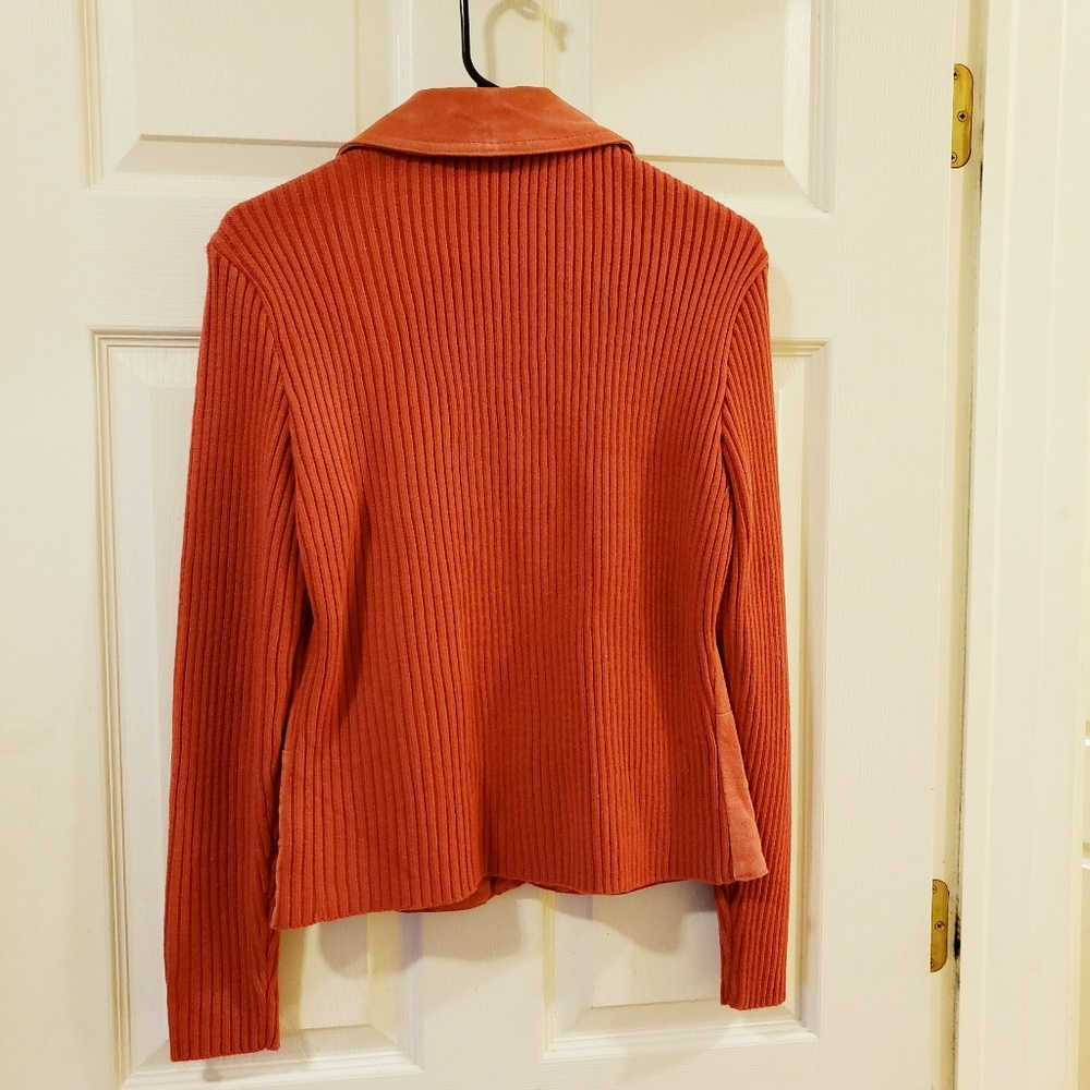 RARE! AMI Women's Leather Blend Sweater Jacket - Picture 2 of 3